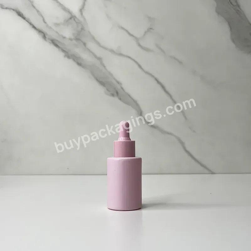 1oz 15ml 20ml 50ml 100ml Pink Skincare Use Cosmetic Glass Essential Oil Dropper Bottle Flat Shoulder Glass Bottle For Cosmetic