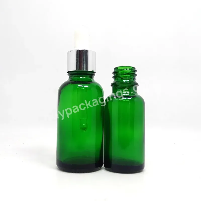 1oz 15ml 30ml 50ml Factory Price Skincare Use Cosmetic Glass Essential Oil Green Round Glass Dropper Bottle For Cosmetic