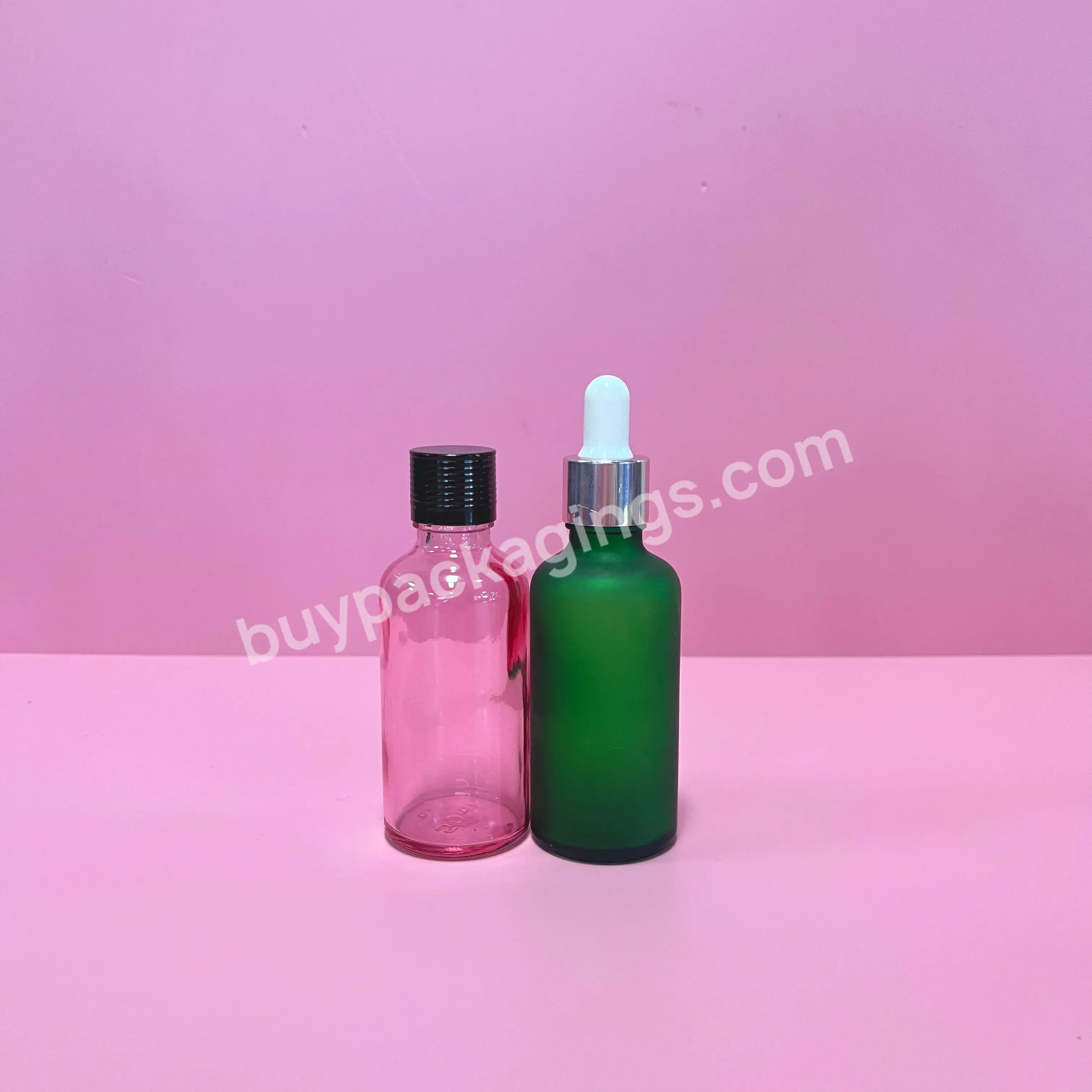 1oz 20ml 30ml 50 Ml 100ml Green Pink Round Glass Bottle Liquid Dropper Essence Bottle With Essential Oil