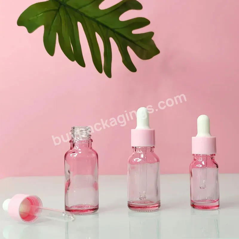 1oz 2oz 15ml 30ml 60ml 120ml Pink Cosmetics Packaging Bottle Empty Essential Oil Glass Dropper Bottle With Plastic Lid