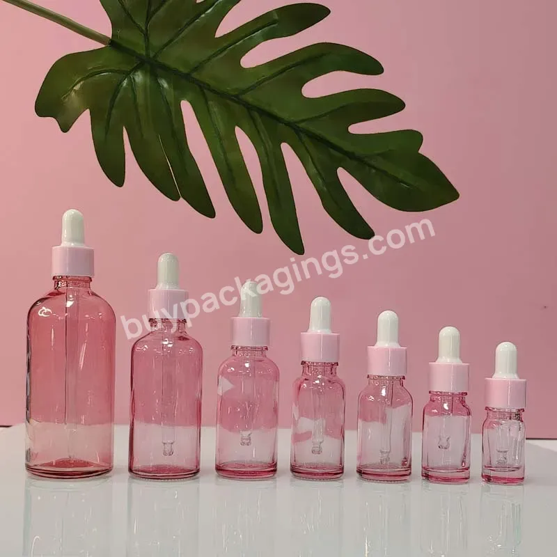 1oz 2oz 15ml 30ml 60ml 120ml Pink Cosmetics Packaging Bottle Empty Essential Oil Glass Dropper Bottle With Plastic Lid