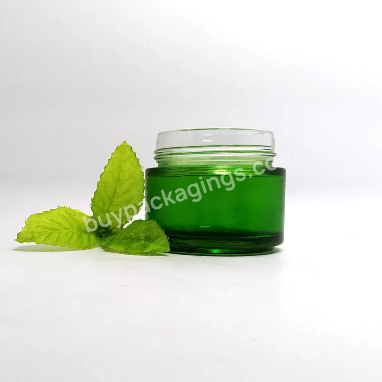 1oz 2oz 30g 50g 100g Custom Brown Face Cream Container Cosmetic Green Cream Glass Jar With Lid
