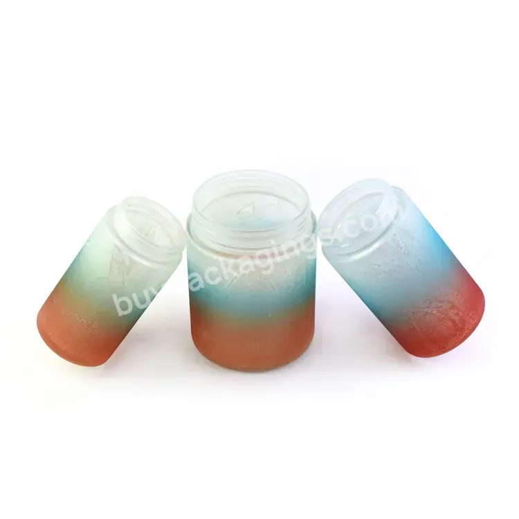 1oz 2oz 3oz 4 Ounce 5oz Dry Storage Spray Straight Wall Wide Mouth Frosted Blue Child Resistant Round Top Shelf Glass Jar