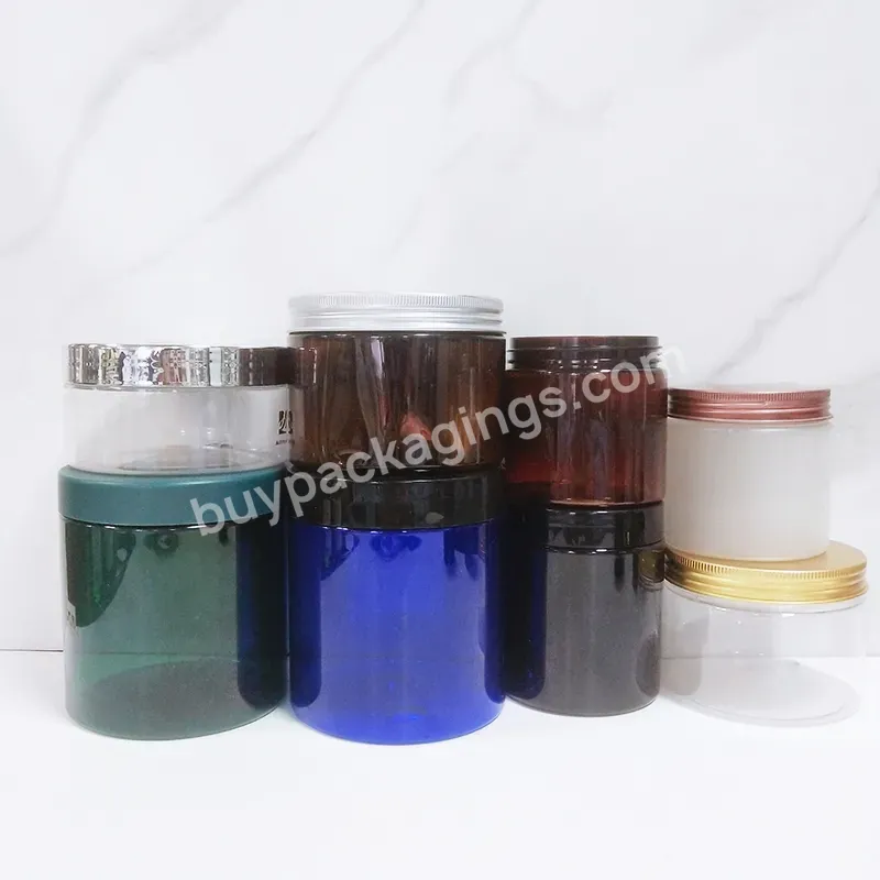 1oz 2oz 3oz 4oz 5oz 6oz 8oz 10oz 12oz 16oz 32oz Cylinder Plastic Wide Mouth Jar Food Safe Clear Pet Plastic Jar For Cosmetic