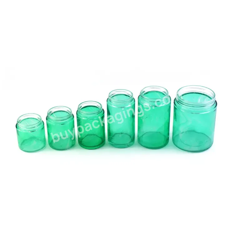 1oz 2oz 3oz 4oz 5oz 6oz 8oz 10oz 18oz Green Frosted Child Proof Stash Glass Jar With Lid Green Cream Glass Jars