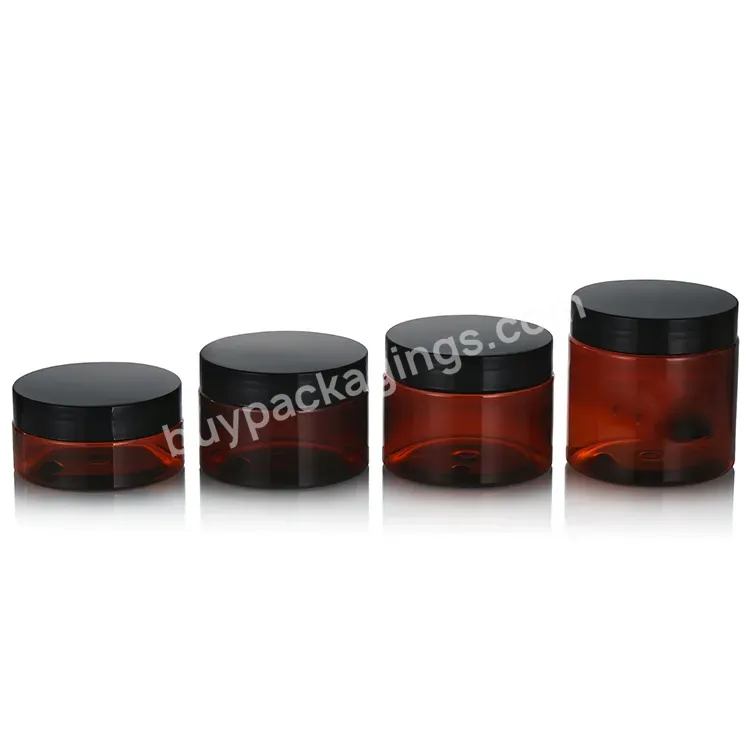 1oz 2oz 4oz 5oz 8oz 16oz Custom Body Butter Container Amber Cosmetic Plastic Pet Jars For Body Butter - Buy Plastic Amber Cosmetic Jar Packaging,Amber Plastic Bottles And Jars For Cosmetics,100ml Round Amber Plastic Jars Cosmetic Packaging.