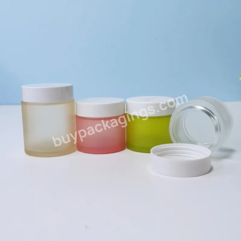 1oz 2oz 4oz 8oz Frosted Clear Color Empty Face Cream Container Glass Cosmetic Jar With White Lid - Buy Glass Jar Cosmetic,Glass Jar For Cosmetic Cream,Glass Cosmetic Jars With Lids.