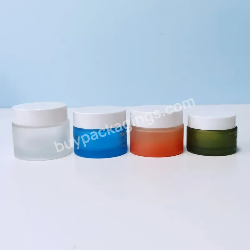 1oz 2oz 4oz 8oz Frosted Clear Color Empty Face Cream Container Glass Cosmetic Jar With White Lid