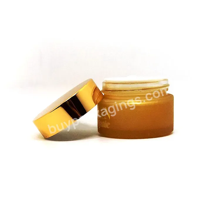 1oz 30g 50g 100g Golden Frosted Glass Face Body Cosmetic Cream Glass Jar With Plastic Lid