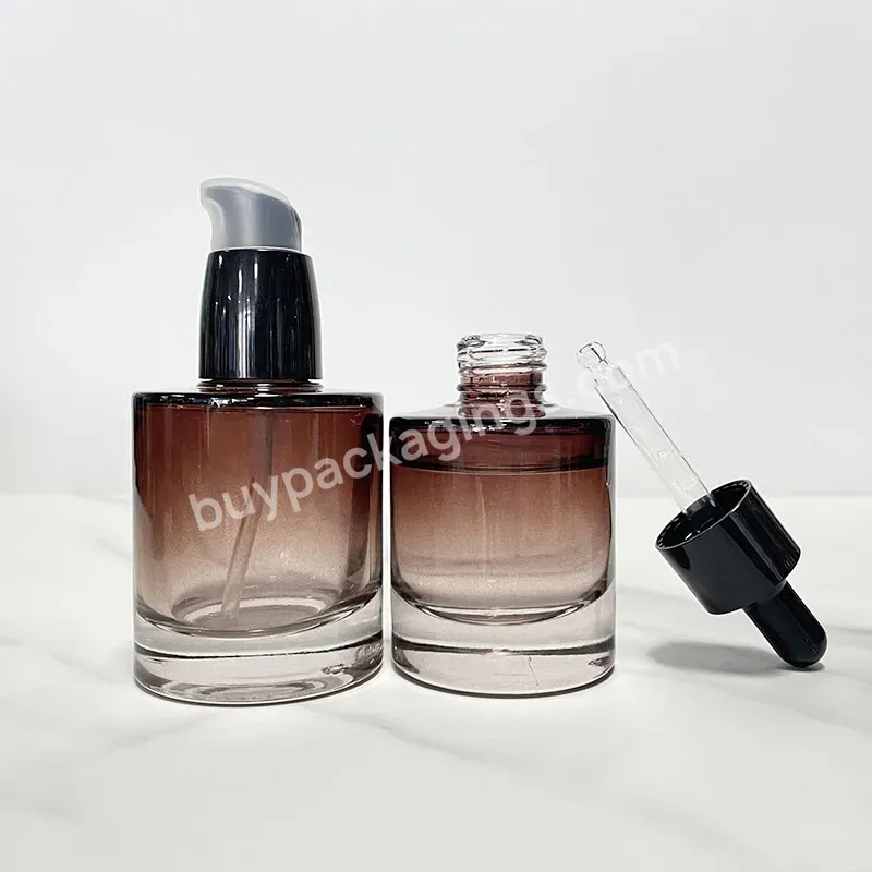 1oz 30ml 50ml Custom Color Black Amber Pump Sprayer Dropper Lotion Container Night Repair Cream Thick Bottom Glass Bottle