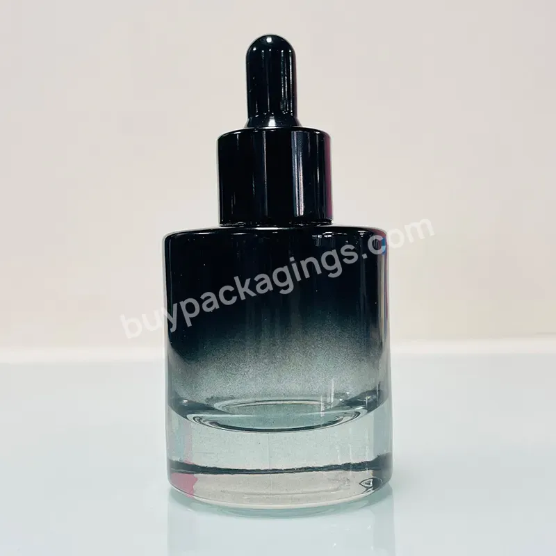 1oz 30ml 50ml Customize Gradient Clear And Black Glass Serum Transparent Dropper Bottle For Packaging