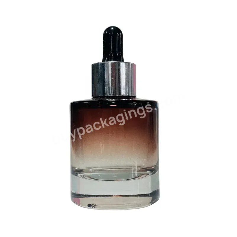 1oz 30ml 50ml Customize Gradient Clear And Black Glass Serum Transparent Dropper Bottle For Packaging