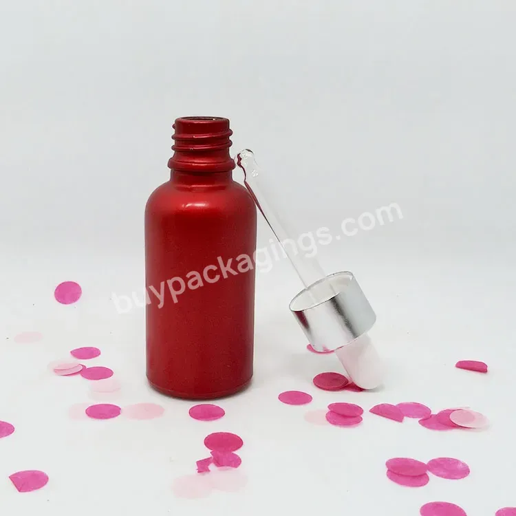 1oz 30ml 50ml Empty Round Glass Essential Oil Dropper Bottle Frosted Pink 30ml For Face Body Skincare Serum Oil