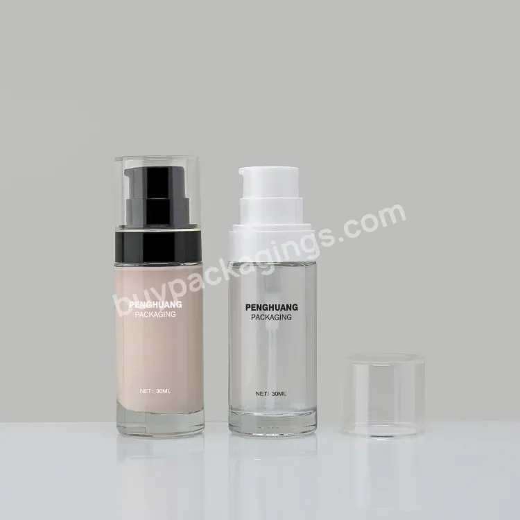 1oz 30ml Bb Cream Makeup Liquid Foundation Press Pump Bottle Packaging Straight Tube Empty Liquid Foundation Cream Glass Bottle