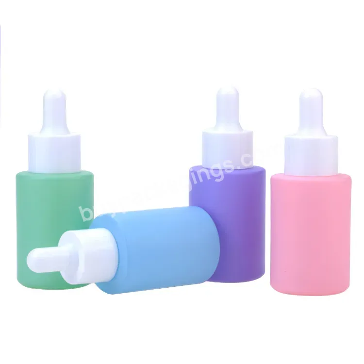 1oz 30ml Essential Oil Bottle Macaron Color Pink Purple Green Blue Glass Dropper Bottles For Cosmetic Packaging