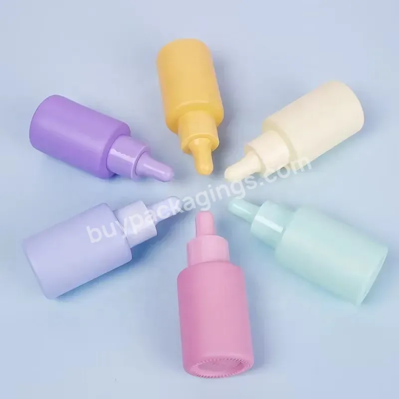 1oz 30ml Macaron Color Cylindrical Flat Shoulder Glass Serum Bottle With Colorful Dropper