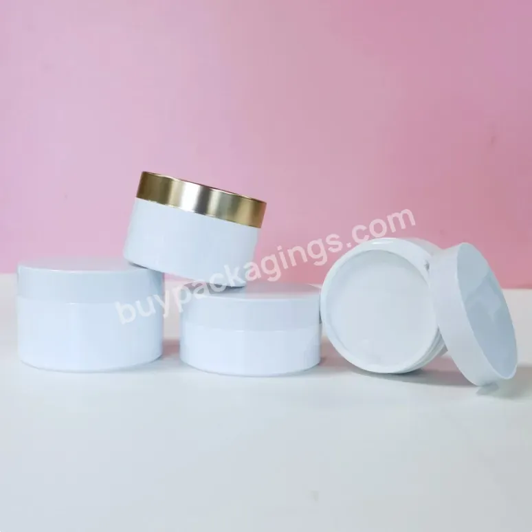 1oz 4oz 200ml 300ml Thick Wall White Wide Mouth Pet Plastic Jar Containers With Gold Lid