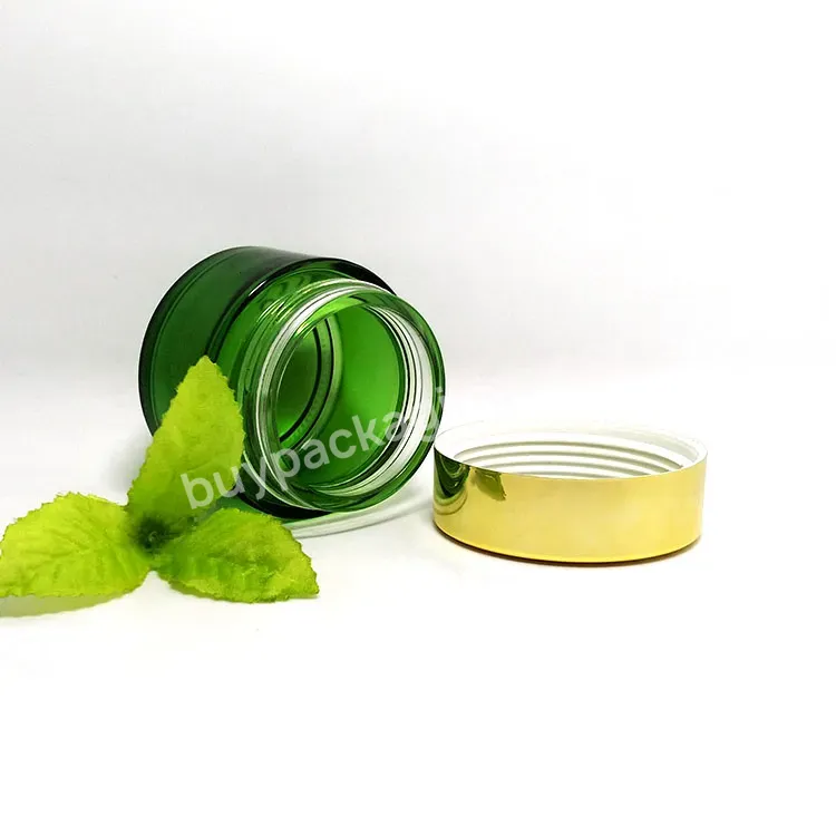 1oz 5g 10g 20g 30g 50g 100g Chinese Factory Empty Cosmetic Face Body Care Cream Green Glass Jar With Aluminum Metal Lid