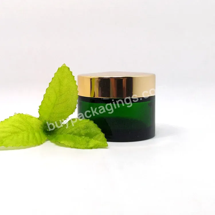 1oz 5g 10g 20g 30g 50g 100g Chinese Factory Empty Cosmetic Face Body Care Cream Green Glass Jar With Aluminum Metal Lid