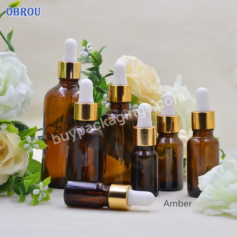 1oz Amber Glass Bottles Empty 5ml To 100ml Tincture Bottles With Glass Eye Droppers For Essential Oils Perfume