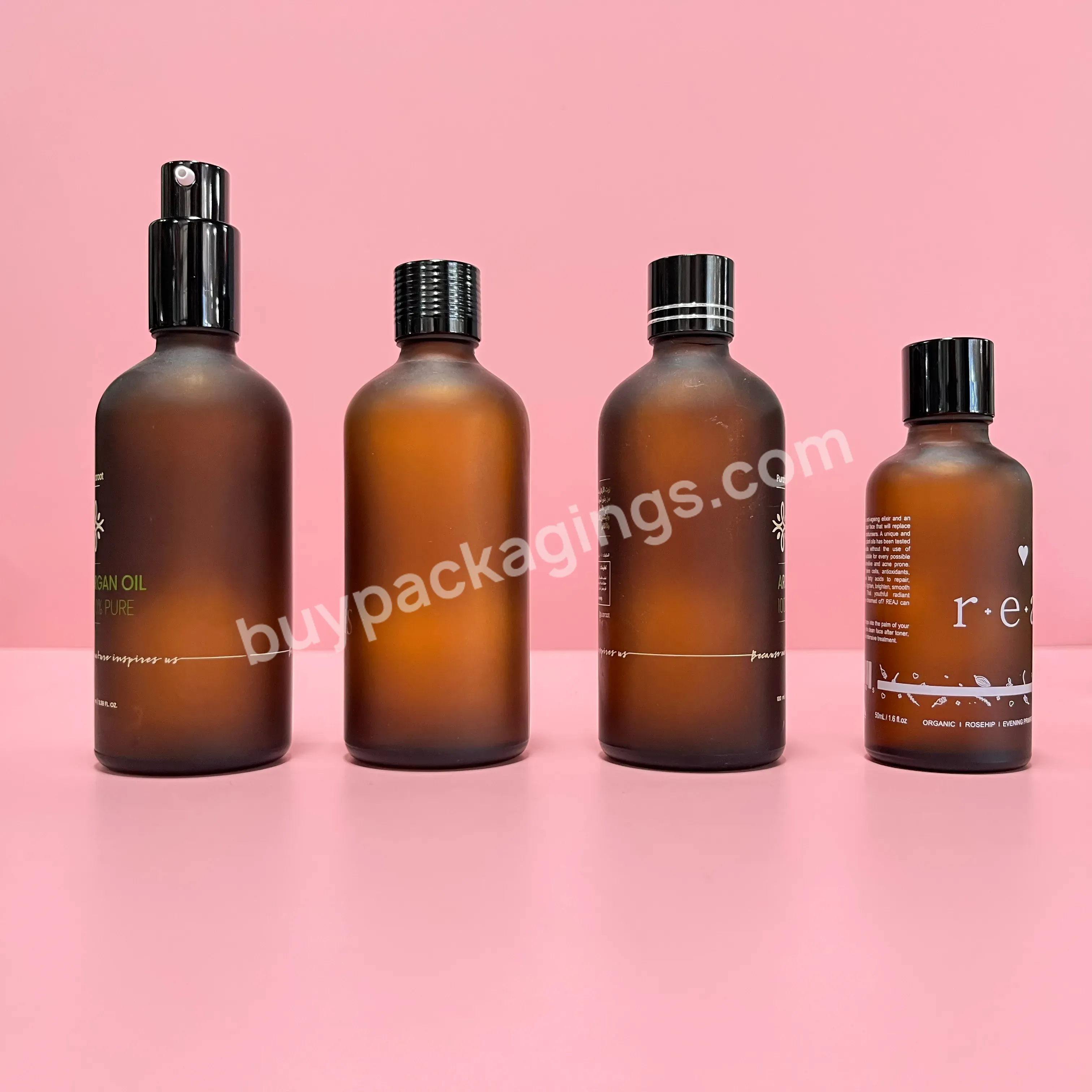 1oz Empty Cosmetic Bottle Bamboo Dropper Frosted Brown Glass Bottle 30ml Frosted Brown Essential Oil Bottle With Wooden Dropper