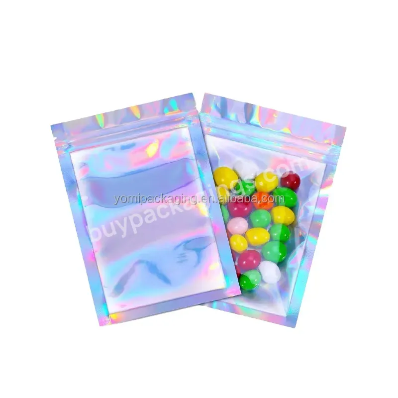 1oz Holographic Mylar Bags With Window