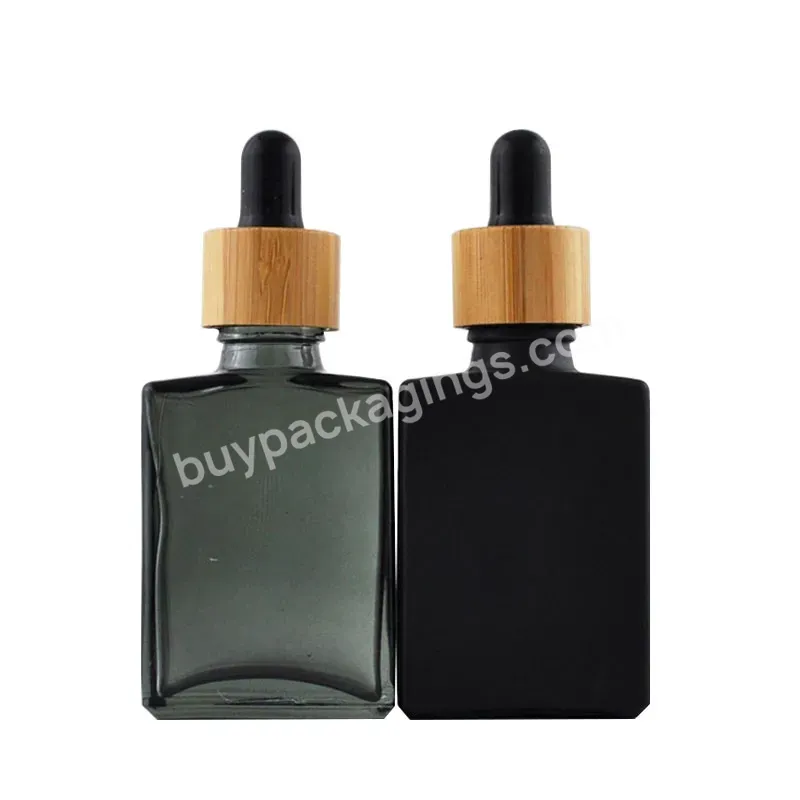 1oz Rectangular Beard Essential Oil Bottles 30ml 50ml 100ml Rectangle Frosted Matte Black Dropper Square Glass Bottle