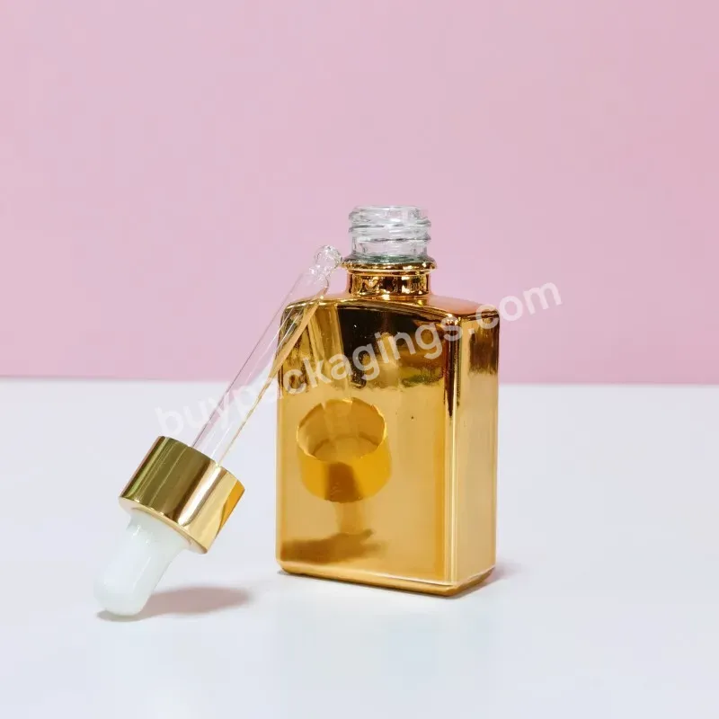 1oz Rectangular Mens Beard Essential Oil Bottles Rectangle Colorful Dropper Square Glass Bottle 30ml With Pipette Cap