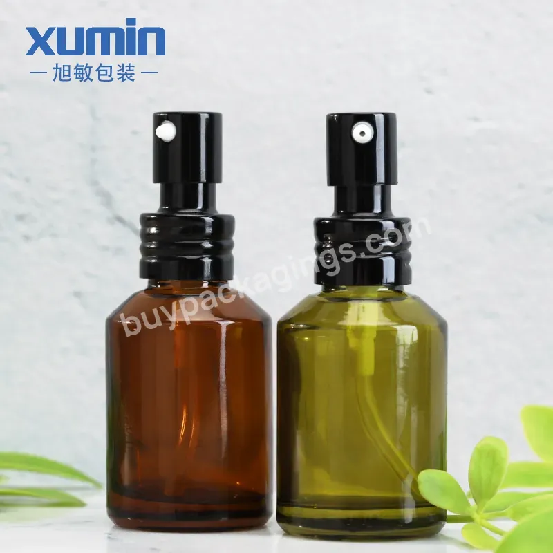 1oz Serum Bottle 30ml Pump Glass Lotion Botte 30 Ml Green Glass Serum Bottle For Serum With Pump