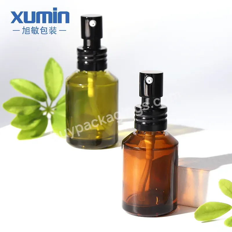 1oz Serum Bottle 30ml Pump Glass Lotion Botte 30 Ml Green Glass Serum Bottle For Serum With Pump