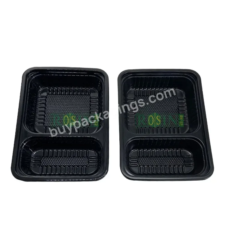 2 Compartment Black Microwable Disposable Meal Prep Bento Lunch Box Food Container Plastic Container For Restaurant