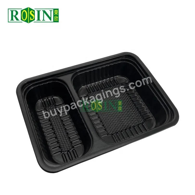 2 Compartment Black Microwable Disposable Meal Prep Bento Lunch Box Food Container Plastic Container For Restaurant