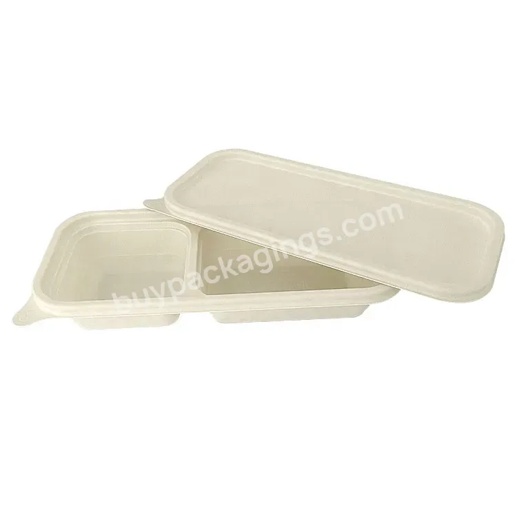 2 Compartment Box Disposable Eco Friendly Biodegradable Corn Starch Food Container With Lid