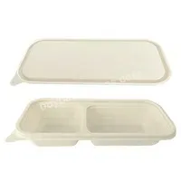 2 Compartment Box Disposable Eco Friendly Biodegradable Corn Starch Food Container With Lid