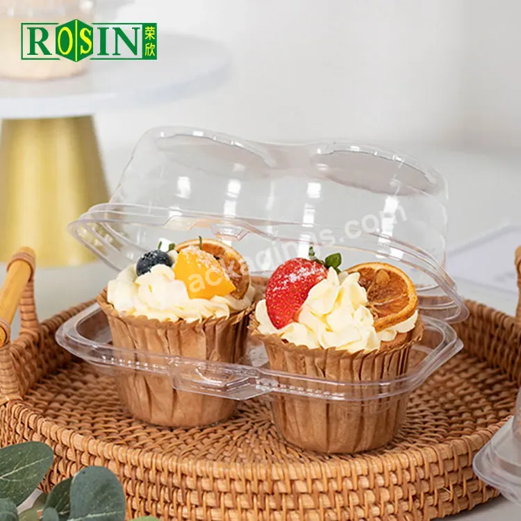 2 Count Hinged Clamshell Transparent Plastic Cookie Dessert Pastry Muffin Cupcake Packaging Box For Sale Wholesale