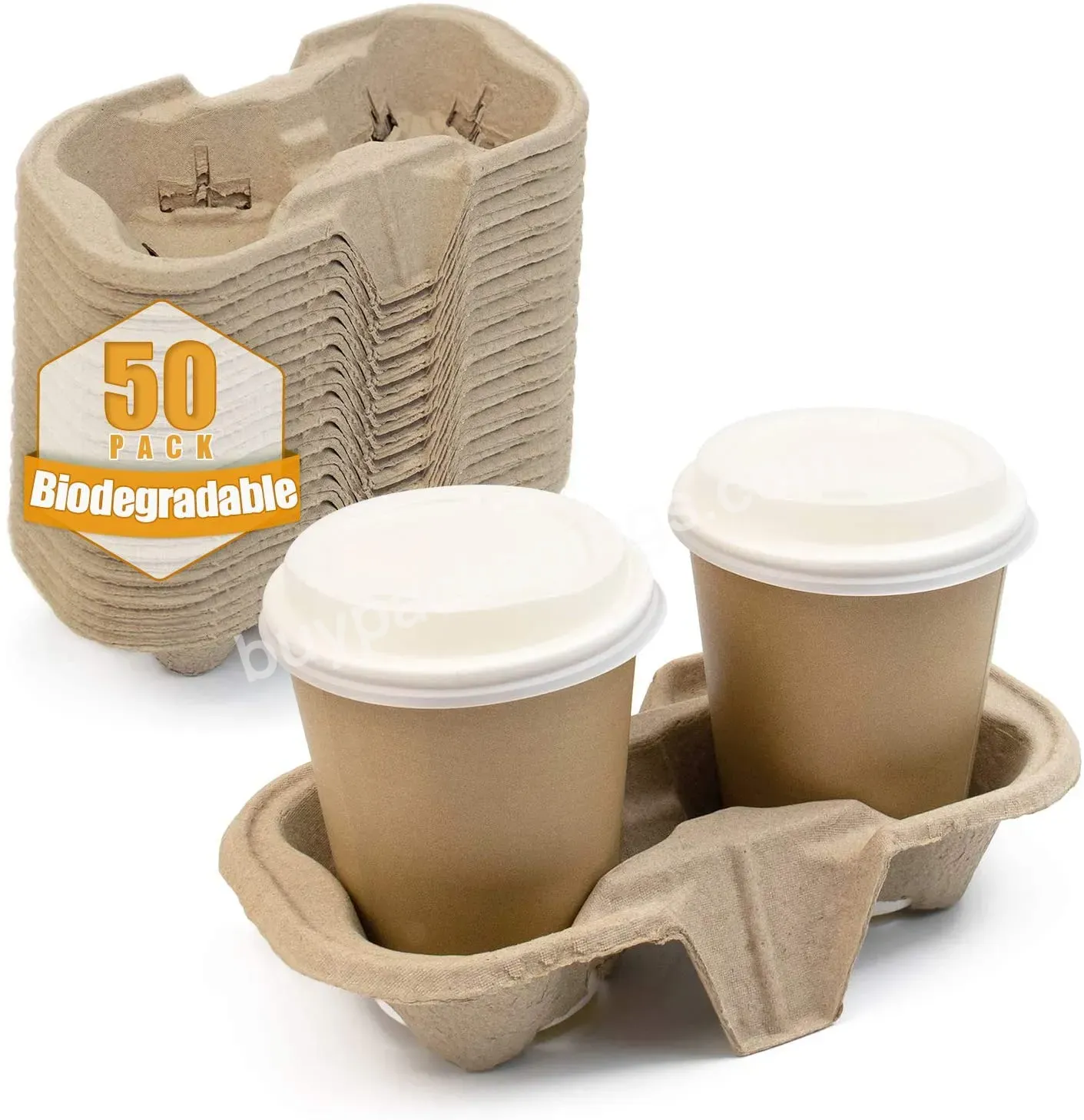 2 Cup Carrier Tray 2 Cup Carrier Tray Eco-friendly Drink Carrier For Delivery Of Hot Or Cold Drinks