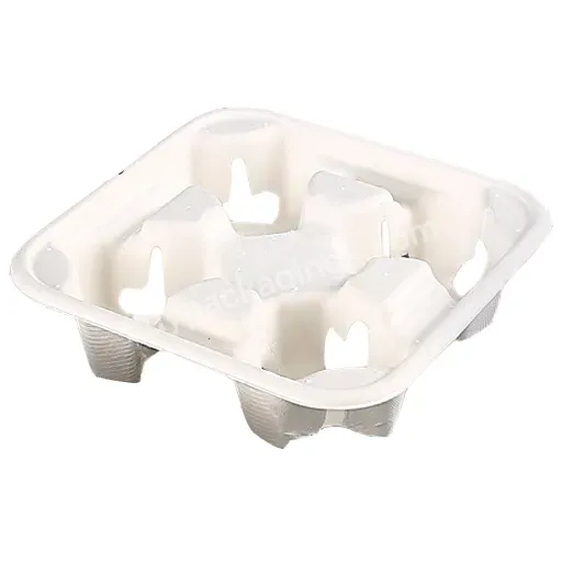 2 Cup Moulded Pulp Fiber Carriers Paper Pulp Carrier Tray For Two Disposable Drinking Cups Compostable Cup Holder