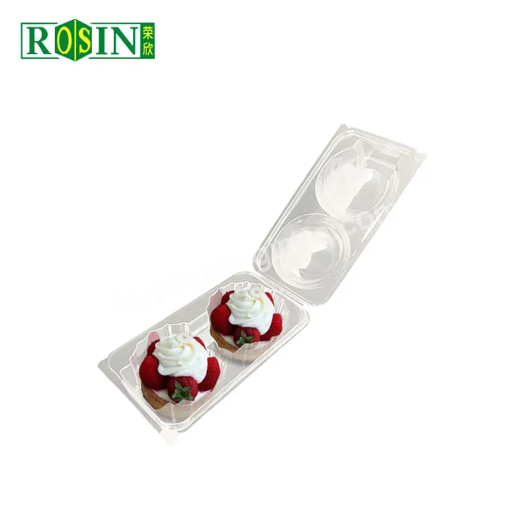 2 Holes Clear Cupcake Boxes Wholesale Plastic Clamshell Cupcake Box And Packaging With Logo