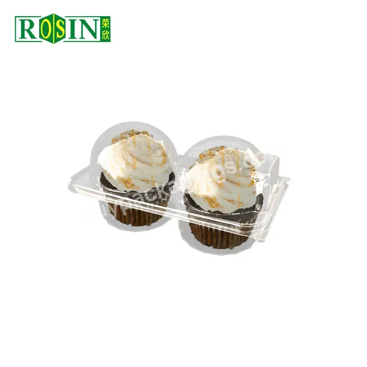 2 Holes Pet Cupcake Boxes Plastic Clear Cupcake Packaging Boxes For Cupcakes And Cakes