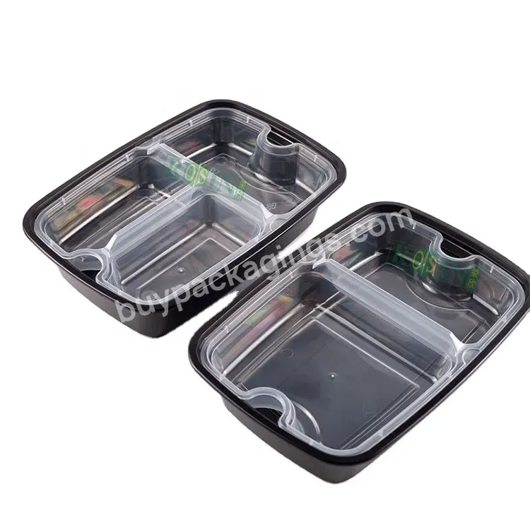 2 Layer Injection Disposable Microwaveable Plastic Lunch Box Takeaway Meal Prep Food Container With Insert Tray