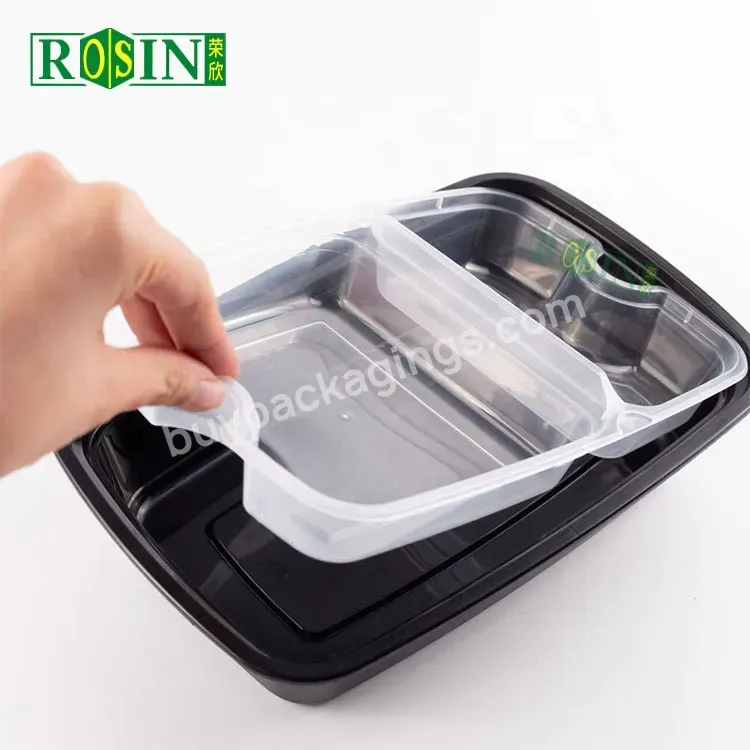 2 Layer Injection Disposable Microwaveable Plastic Lunch Box Takeaway Meal Prep Food Container With Insert Tray