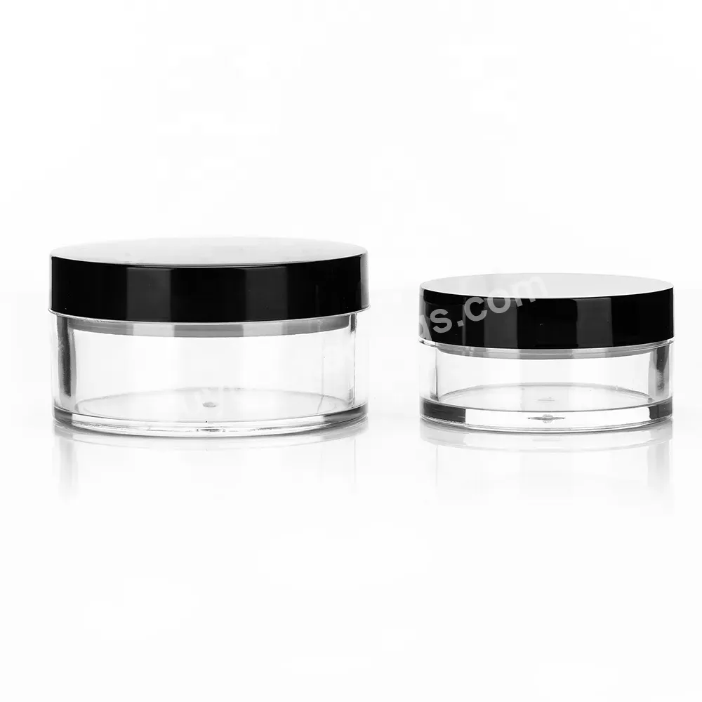 20 50 G Acrylic Transparent Loose Powder Talcum Powder Packaging Plastic Jar With Black Lid