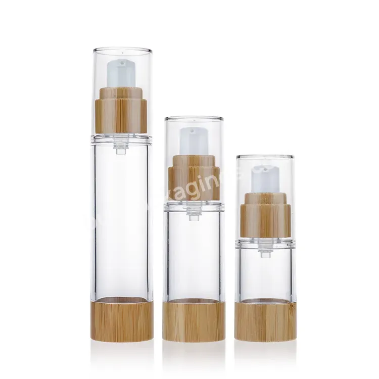 20 Ml 30 Ml 50 Ml Empty Dispenser Travel Refillable Bottle Lotion Pump Press Bamboo Airless Cosmetic Cleanser Cream Container