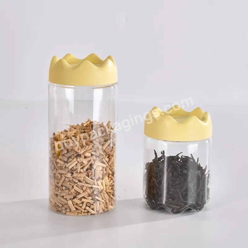 200ml 400ml Wholesale Transparent Plastic Candy Snack Jar Creative Crown Biscuit Sealed Bottle Food Grade Packaging Jar