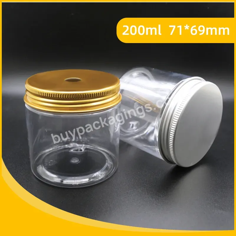 200ml Cosmetic Packaging Clear Pet Plastic Cream Jar With Aluminum Lid