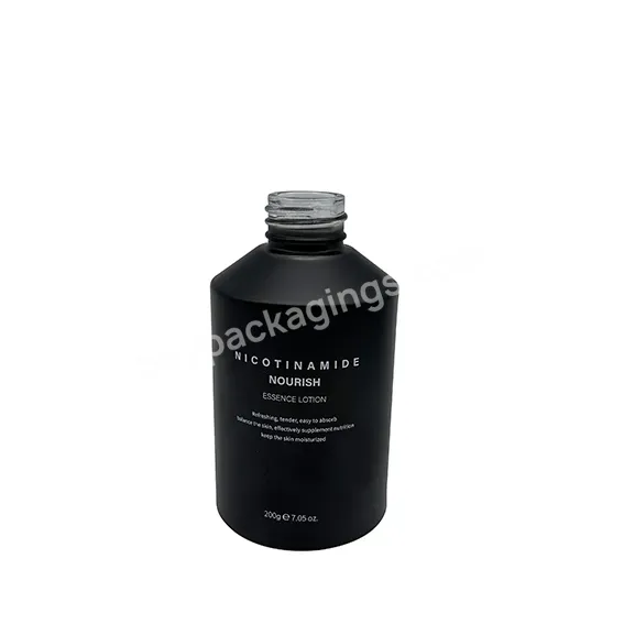 200ml Cylinder Shape Matte Black Glass Shampoo Lotion Pump Bottle