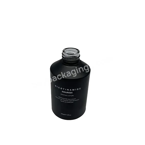 200ml Cylinder Shape Matte Black Glass Shampoo Lotion Pump Bottle