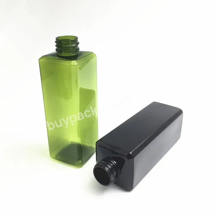 200ml Square Transparent/black Empty Pet Black Lotion Pump Plastic Bottle Cosmetic Lotion Shampoo Bottles