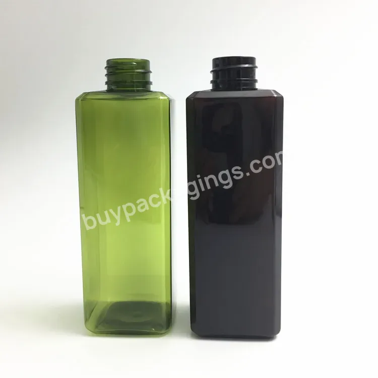 200ml Square Transparent/black Empty Pet Black Lotion Pump Plastic Bottle Cosmetic Lotion Shampoo Bottles