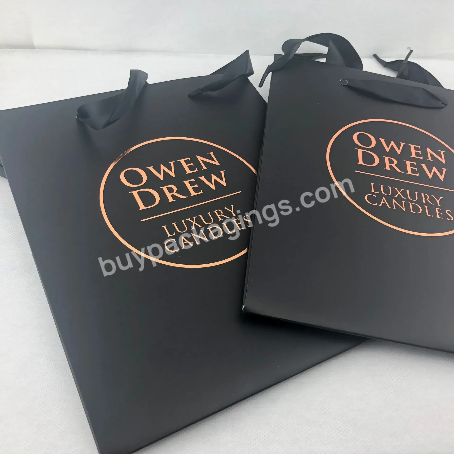 2019 Custom Logo Printed Black Matt Jeans Packing Paper Bag For Shopping